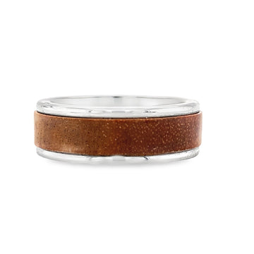 Triton White Tungsten Carbide and Brown Wood Insert 8mm Ring