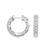 18kt White Gold Round Diamond Small Hoop Earrings (1.31ct)