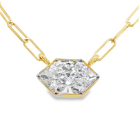 14kt Yellow Gold Lab-Grown Bezel Set Hexagonal-Cut Diamond Pendant (2.09ct)