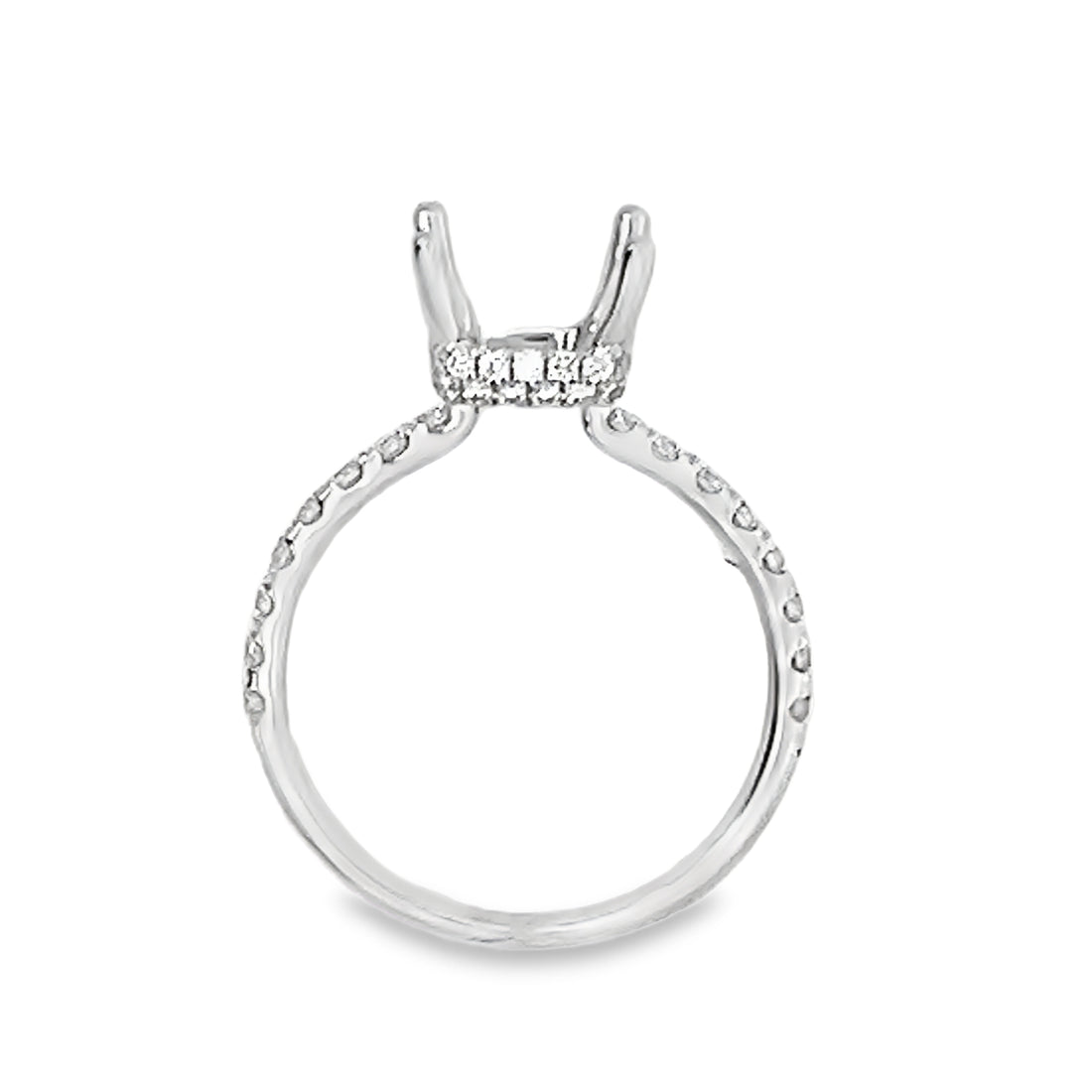 18kt White Gold Hidden Halo Natural Diamonds Semi-Mount Ring (0.58ct)