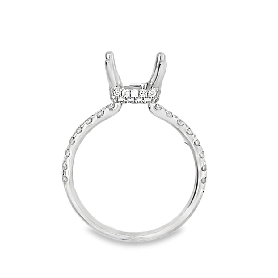 18kt White Gold Hidden Halo Natural Diamonds Semi-Mount Ring (0.58ct)