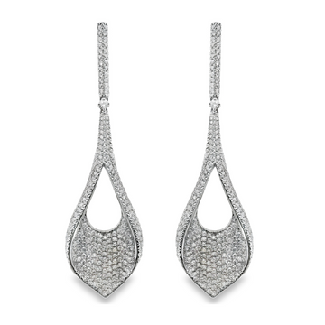 14kt White Gold Natural Diamonds Dangle Earrings (2.0ct)