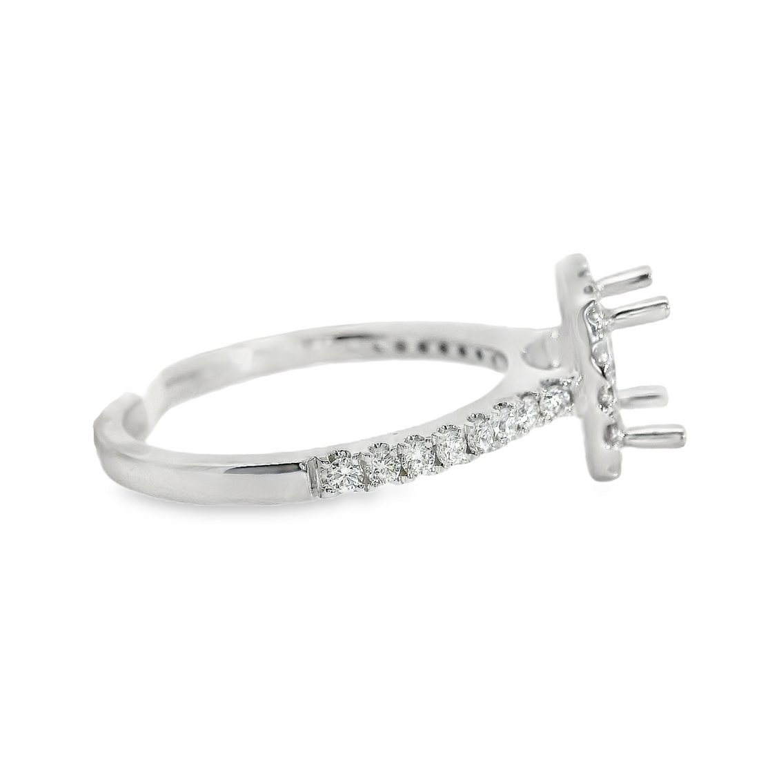 18kt White Gold Full-Cut Diamond Halo Semi-Mount Ring (.42ct)