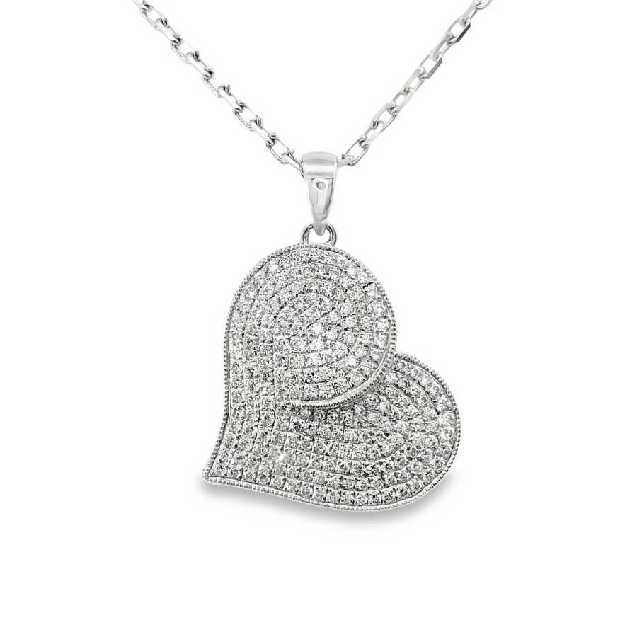 18kt White Gold Natural Diamond Heart Pendant (0.52ct)