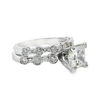 18kt White Gold Lab-Grown Princess Diamond and Natural Diamond Wedding Ring Set (2.92ct)