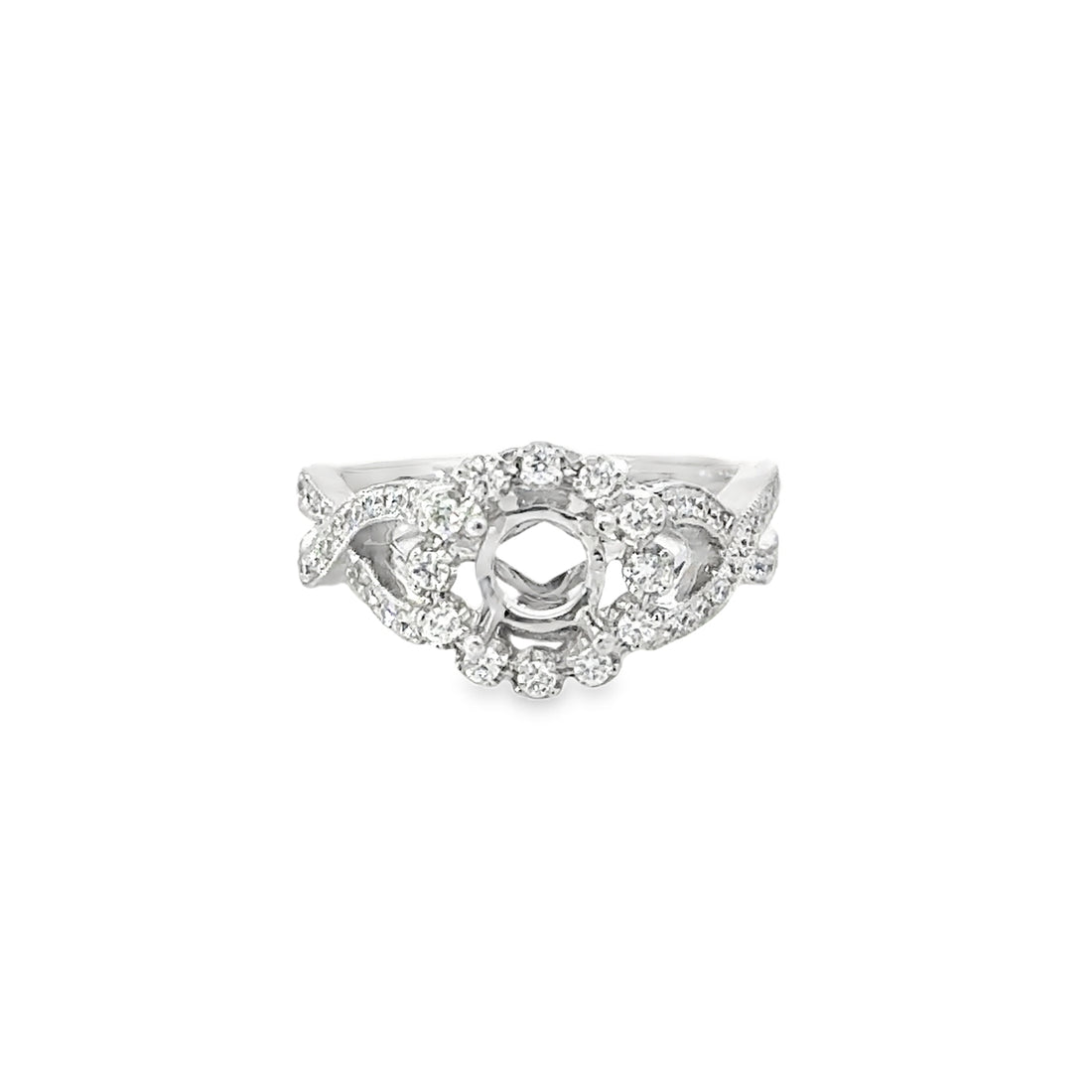 18kt White Gold Halo Natural Diamonds Semi-Mount Ring (0.66ct)