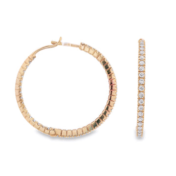 18kt Rosé Gold Natural Diamonds Medium Hoop Earrings (1.2ct)