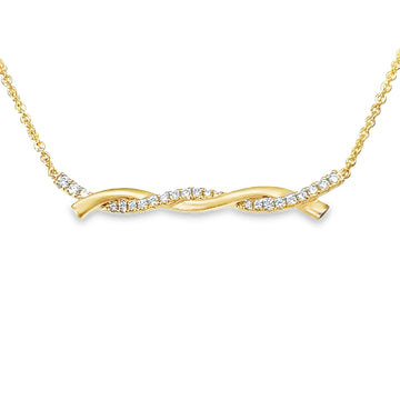 18kt Yellow Gold Natural Diamond Bar Pendant (0.18ct)