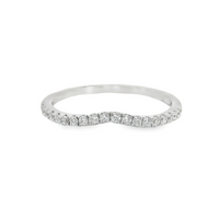 14kt White Gold Natural Round Diamond Curved Wedding Ring (.22ct)