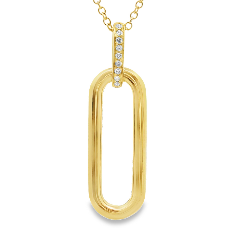 18kt Yellow Gold Natural Round Diamond Paperclip Dangle Pendant (.56ct)