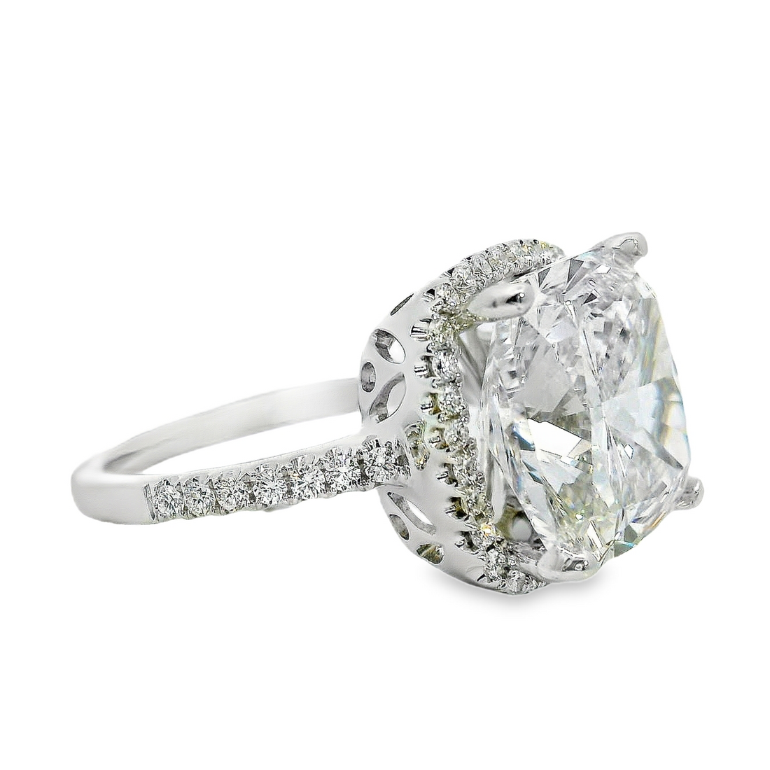 18kt White Gold Lab-Grown Cushion and Natural Diamonds Halo Engagement Ring (9.41ct)