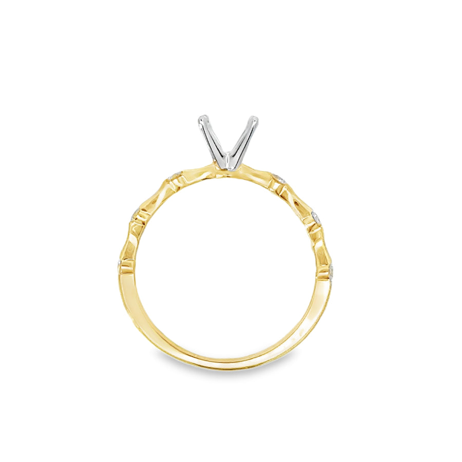 18kt Two-Tone Natural Round Diamond Semi-Mount Ring (.18ct)