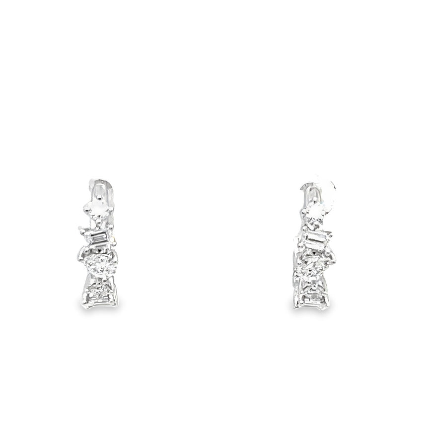 18K Yellow Gold Small Hoop Diamond Earrings (.09ct)