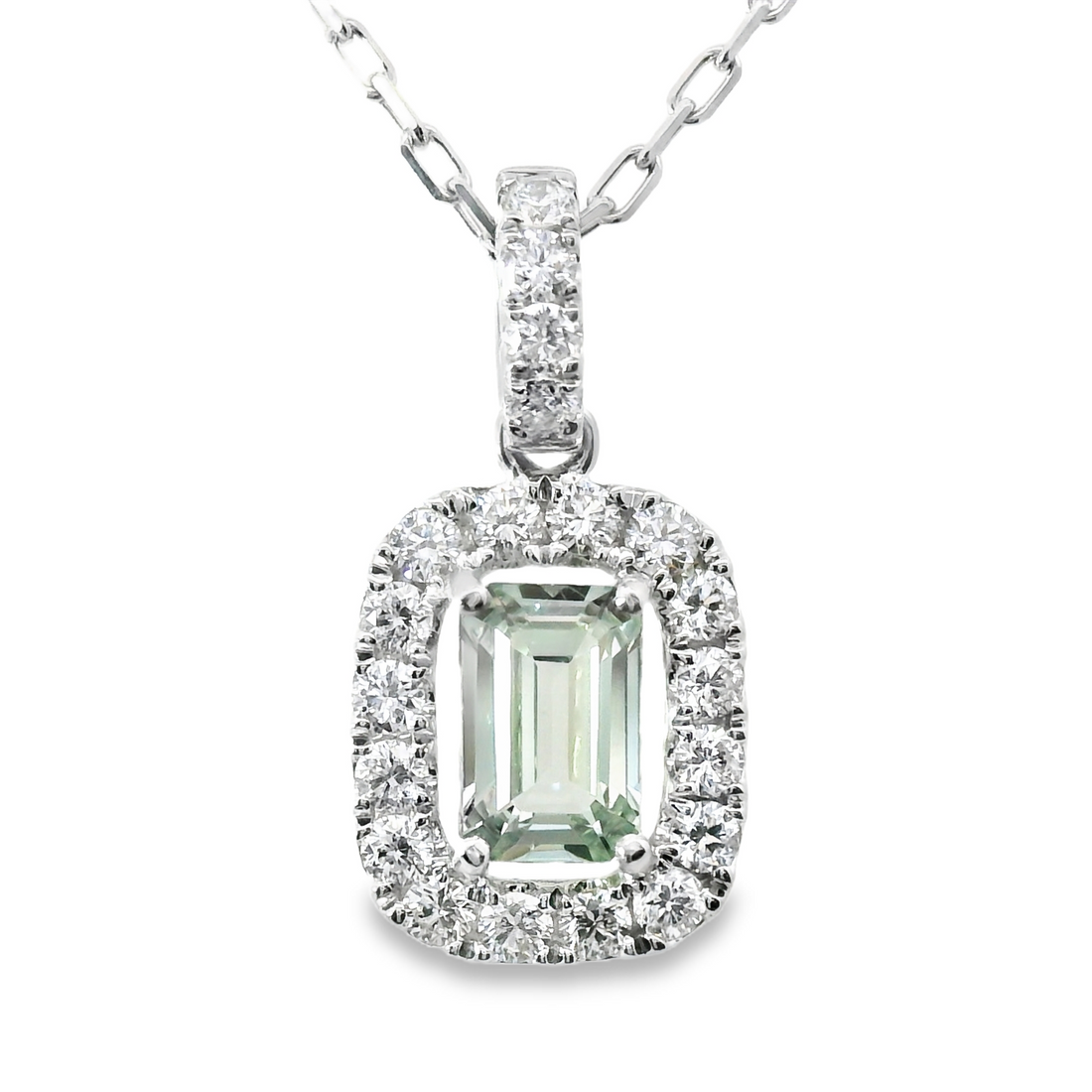 18kt White Gold Natural Diamonds And Lab Grown Sapphire Pendant (1.17ct)