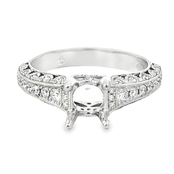 18kt White Gold Vintage Natural Diamonds Semi-Mount Ring (0.38ct)