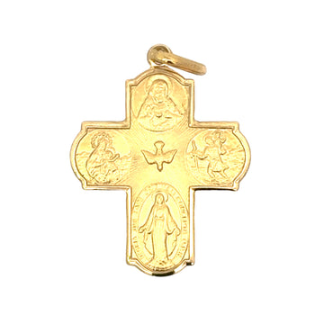 18kt Yellow Gold Italian Made Four Way Cross Pendant (3.15g)