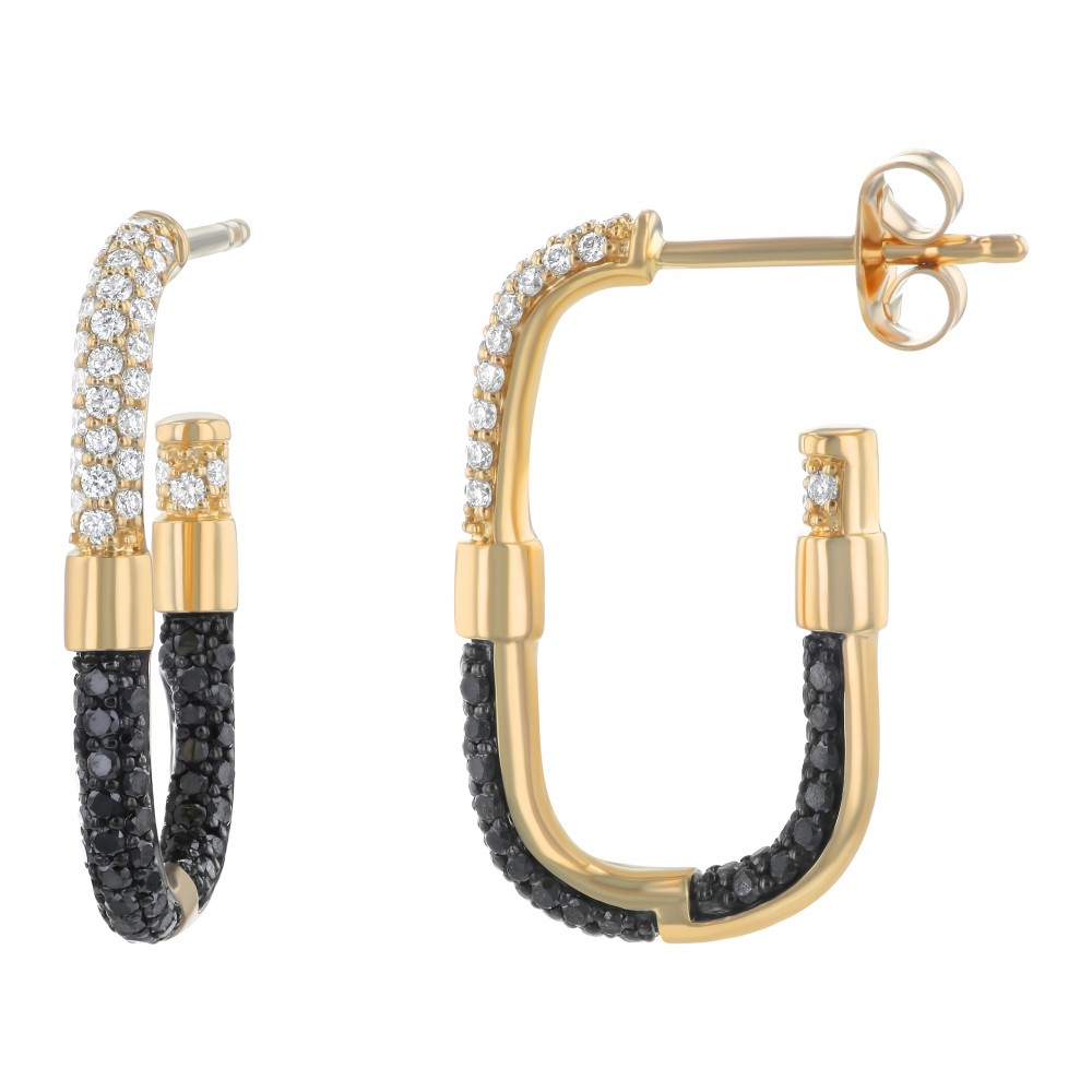 Oro Alexander 14kt Yellow Gold Natural Diamond Elongated Tube Earrings (.80ct)