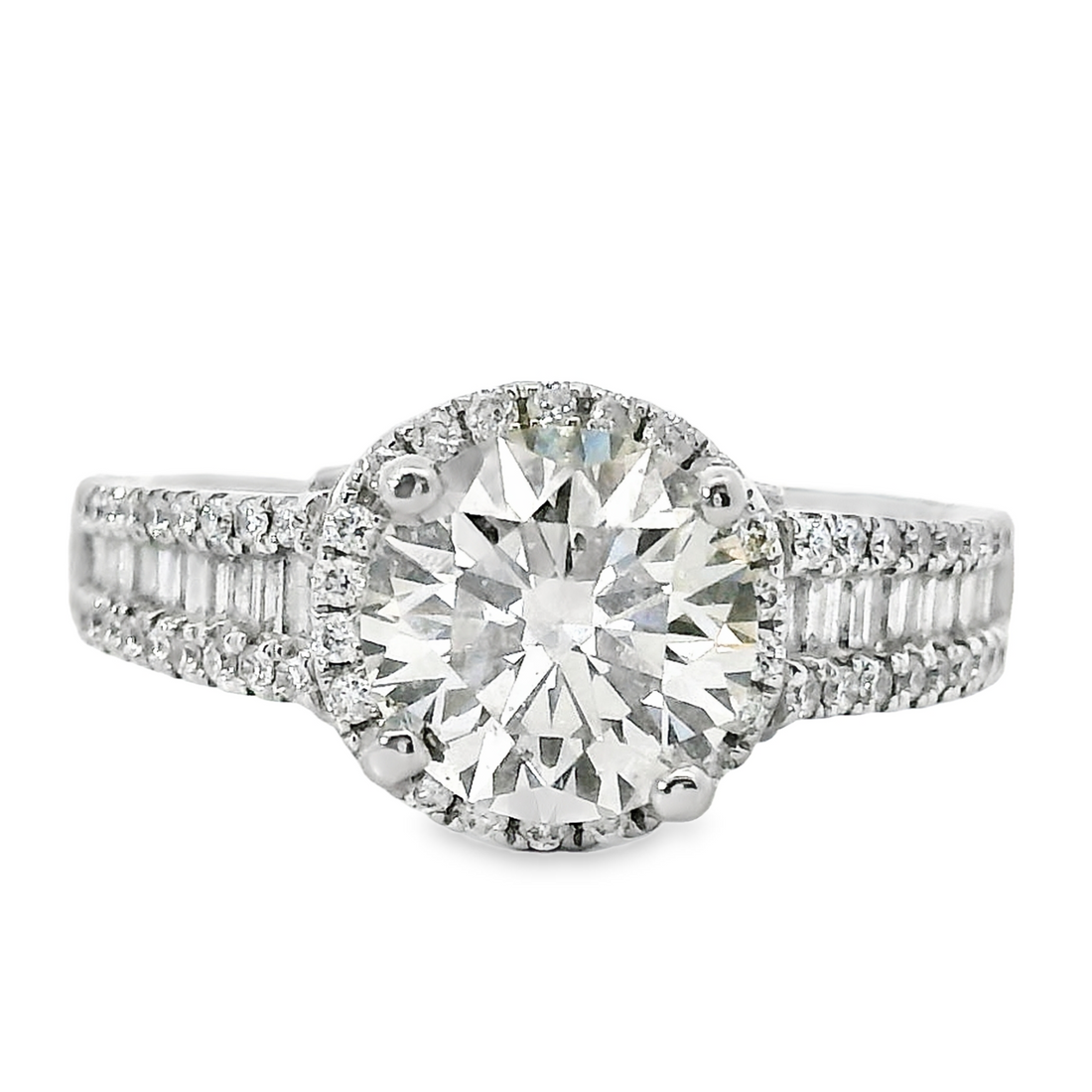 18kt White Gold Natural Round Brilliant Diamond Engagement Ring (2.12ct)