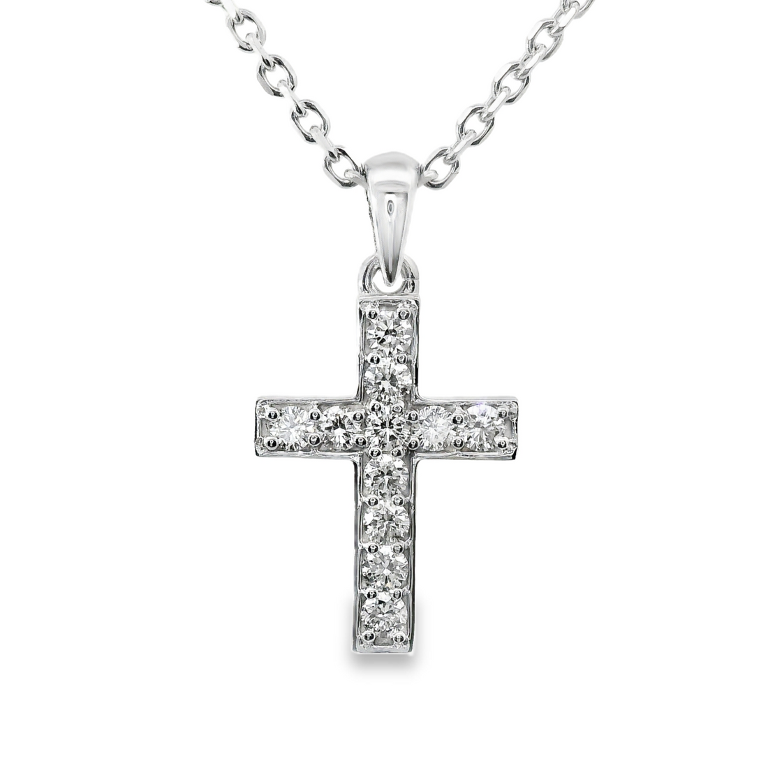 14kt White Gold Lab-Grown Diamond Cross Pendant (0.39ct)