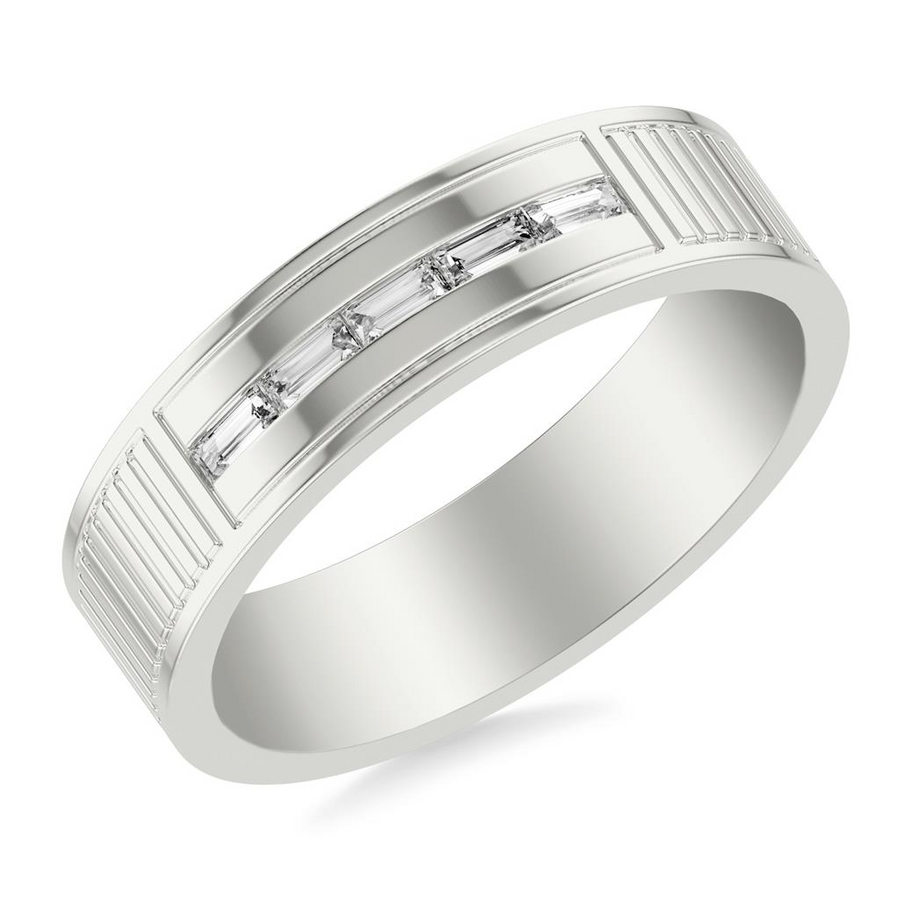 Goldman 14kt White Gold 8mm Baguette Diamond Wedding Band (.04ct)
