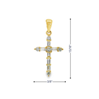14kt Yellow Gold Cross Pendant with Natural Baguette and Natural Roud Diamonds (0.21ct)