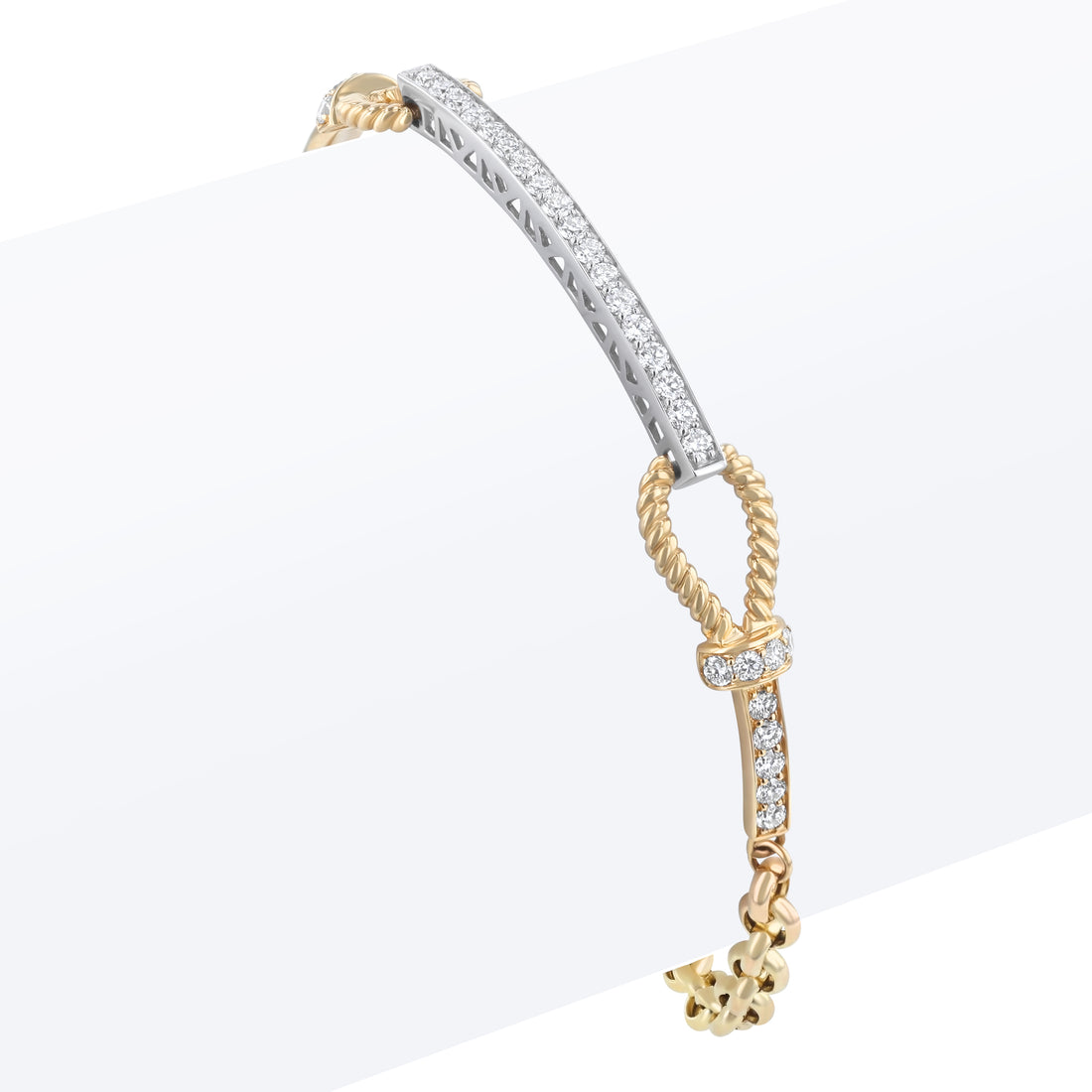 Oro Alexander 14kt Yellow Gold 8" Natural Round Diamond Bar Bracelet (1.00ct)