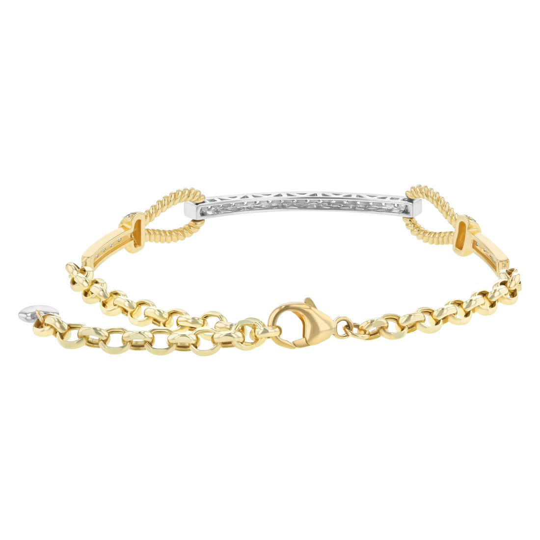 Oro Alexander 14kt Yellow Gold 8" Natural Round Diamond Bar Bracelet (1.00ct)