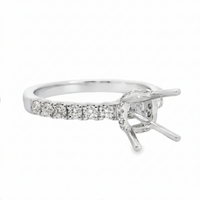 18kt White Gold Full-Cut Diamond Hidden Halo Semi-Mount Ring (.38ct)