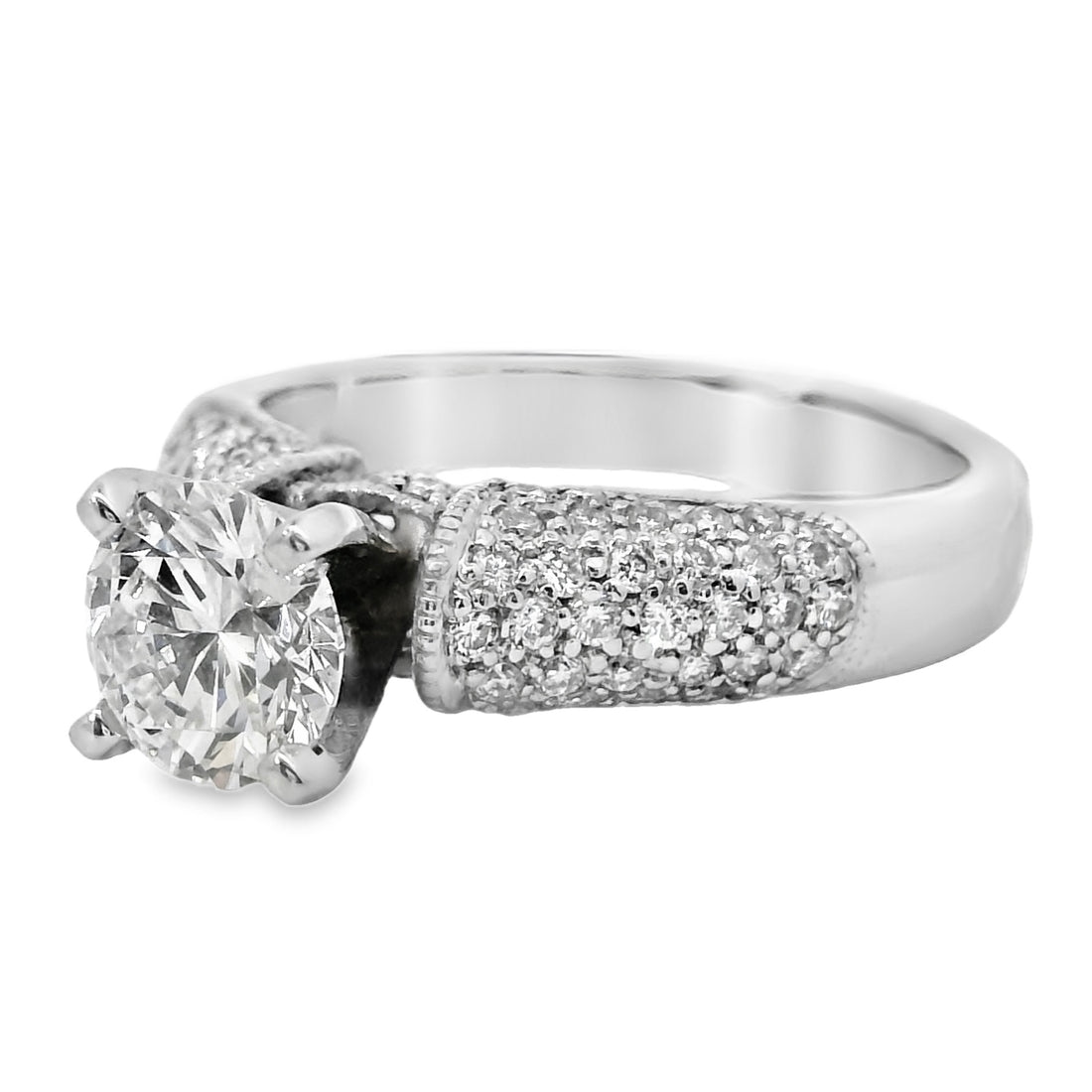18kt White Gold Natural Round Brilliant Diamond Engagement Ring (1.60ct)