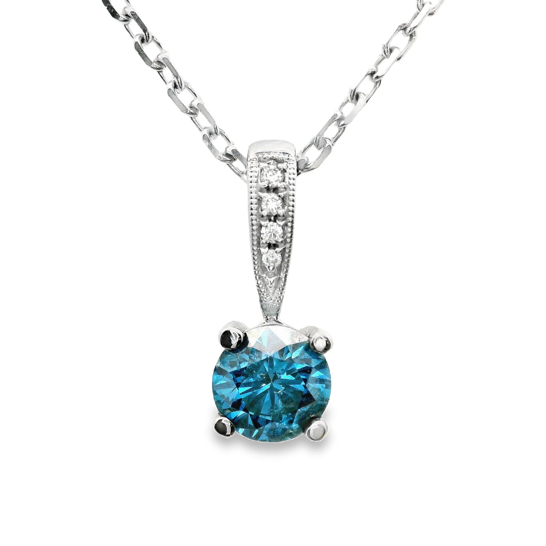 14kt White Gold Irradiated Blue Diamond Pendant (0.81ct)