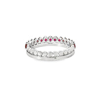 18kt White Gold Round Natural Diamonds and Round Natural Rubies Ring (1.11ct)