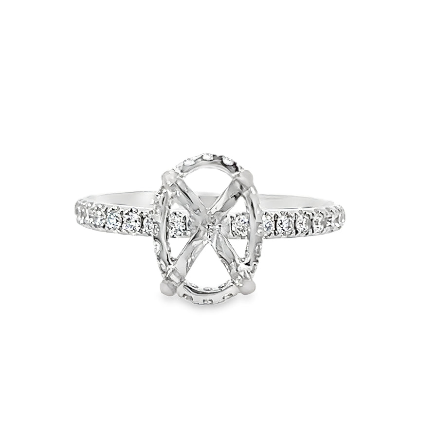 18K White Gold Round Diamond Semi-Mount Ring (.59ct)