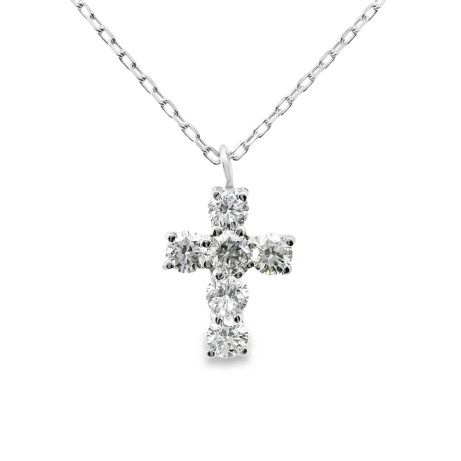18kt White Gold Natural Diamond Cross Pendant (0.2ct)