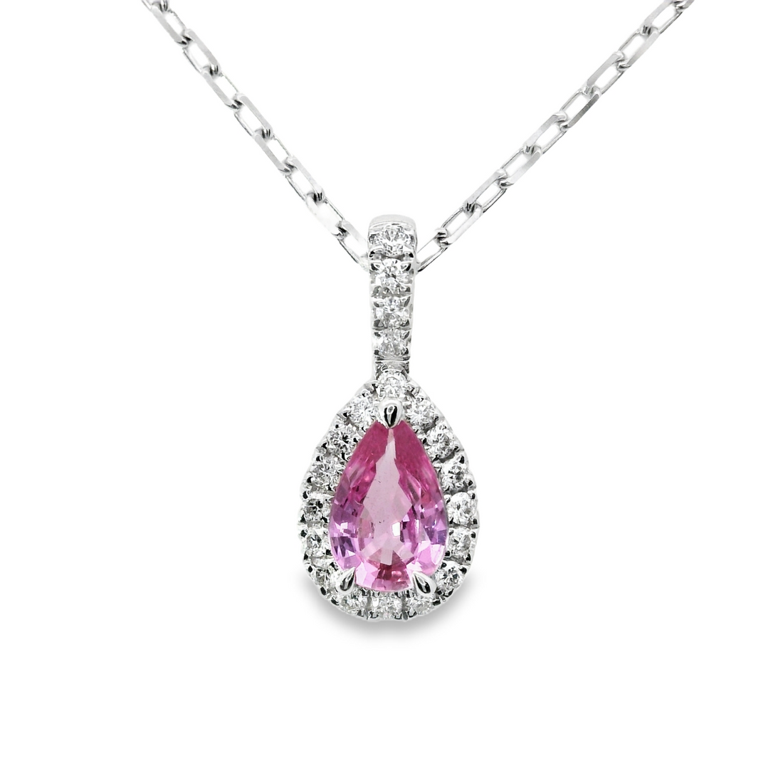18kt White Gold Natural Diamonds And Natural Sapphire Pendant (0.51ct)