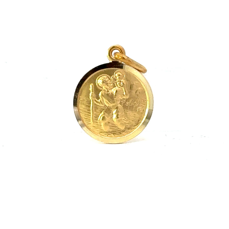 18K Yellow Gold 15mm St. Christopher Medal Pendant (2.55g)