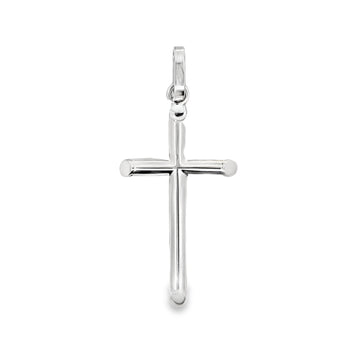 18K White Gold Italian Made Cross Pendant (1.42g)