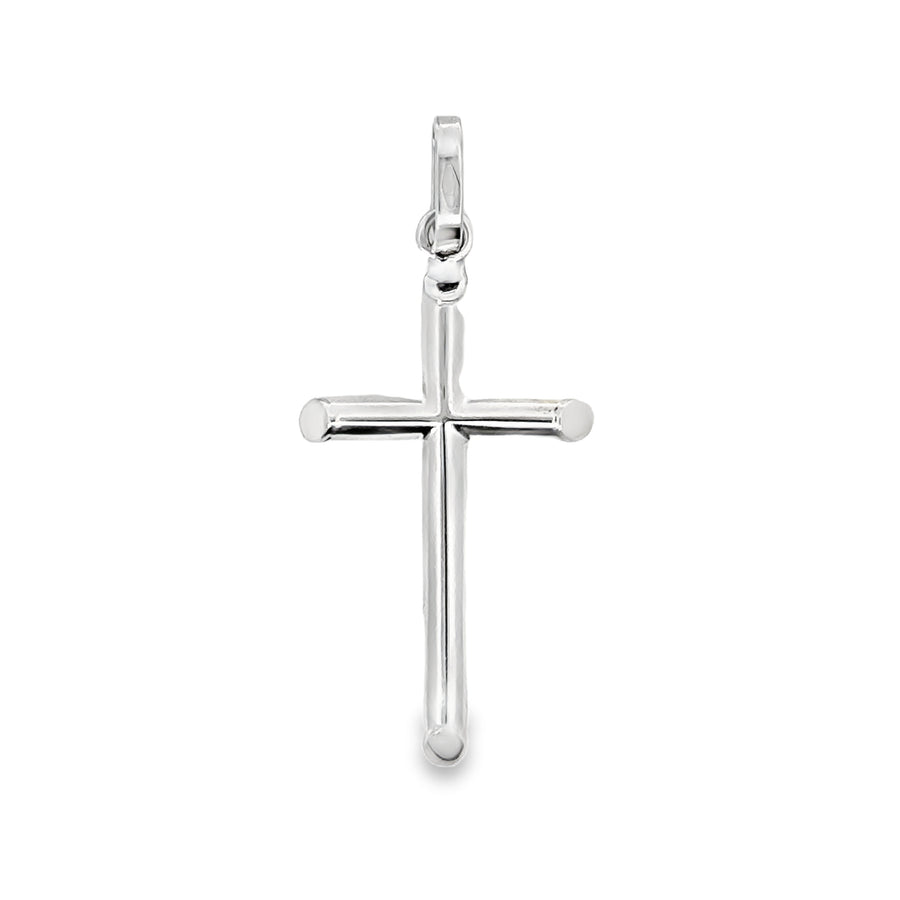 18K White Gold Italian Made Cross Pendant (1.42g)