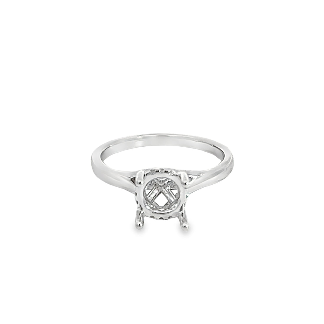 18K White Gold Round Diamond Semi-Mount Ring (.06ct)