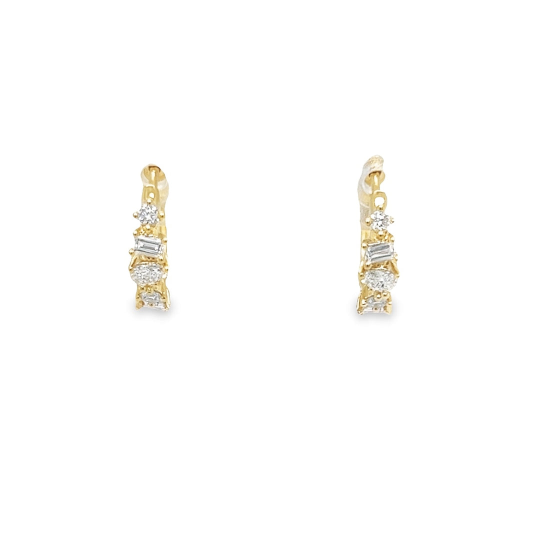 18K Yellow Gold Small Hoop Diamond Earrings (.09ct)