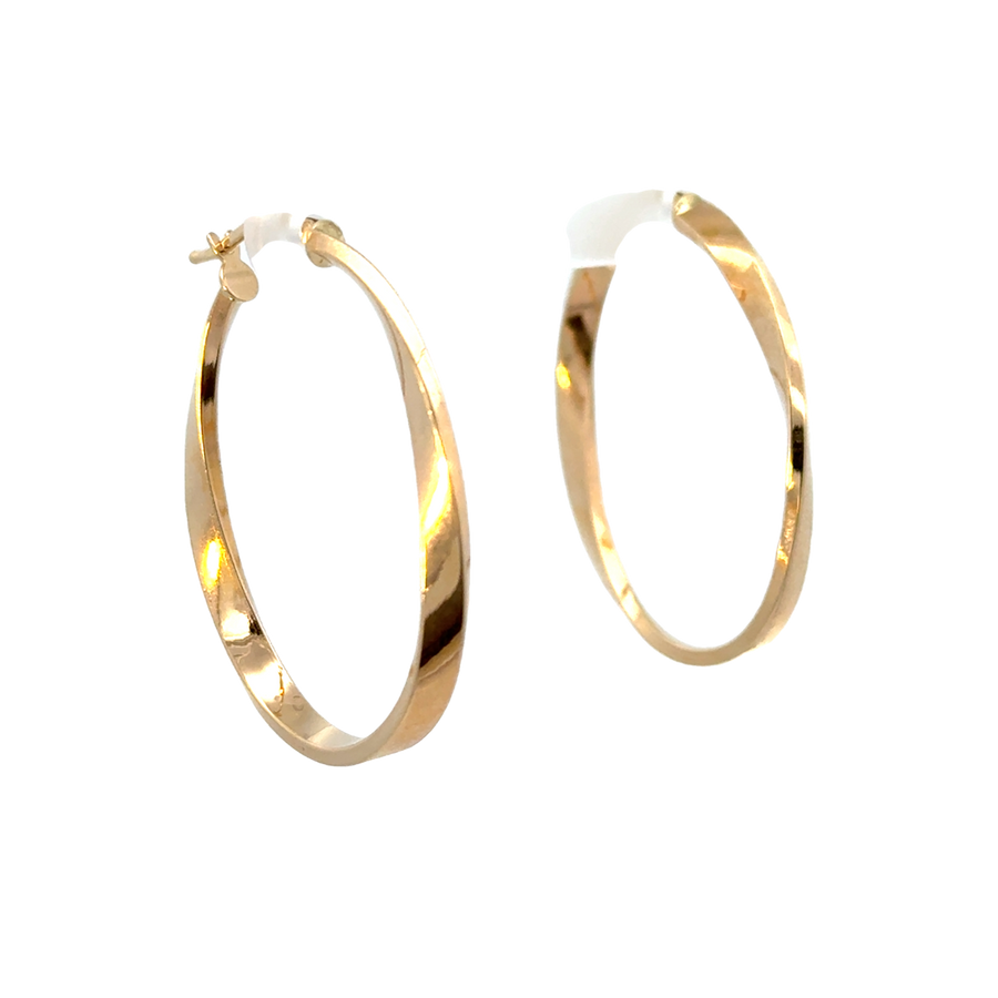 14kt Yellow Gold Italian Made Twisted Hoop Earrings (2.2g)