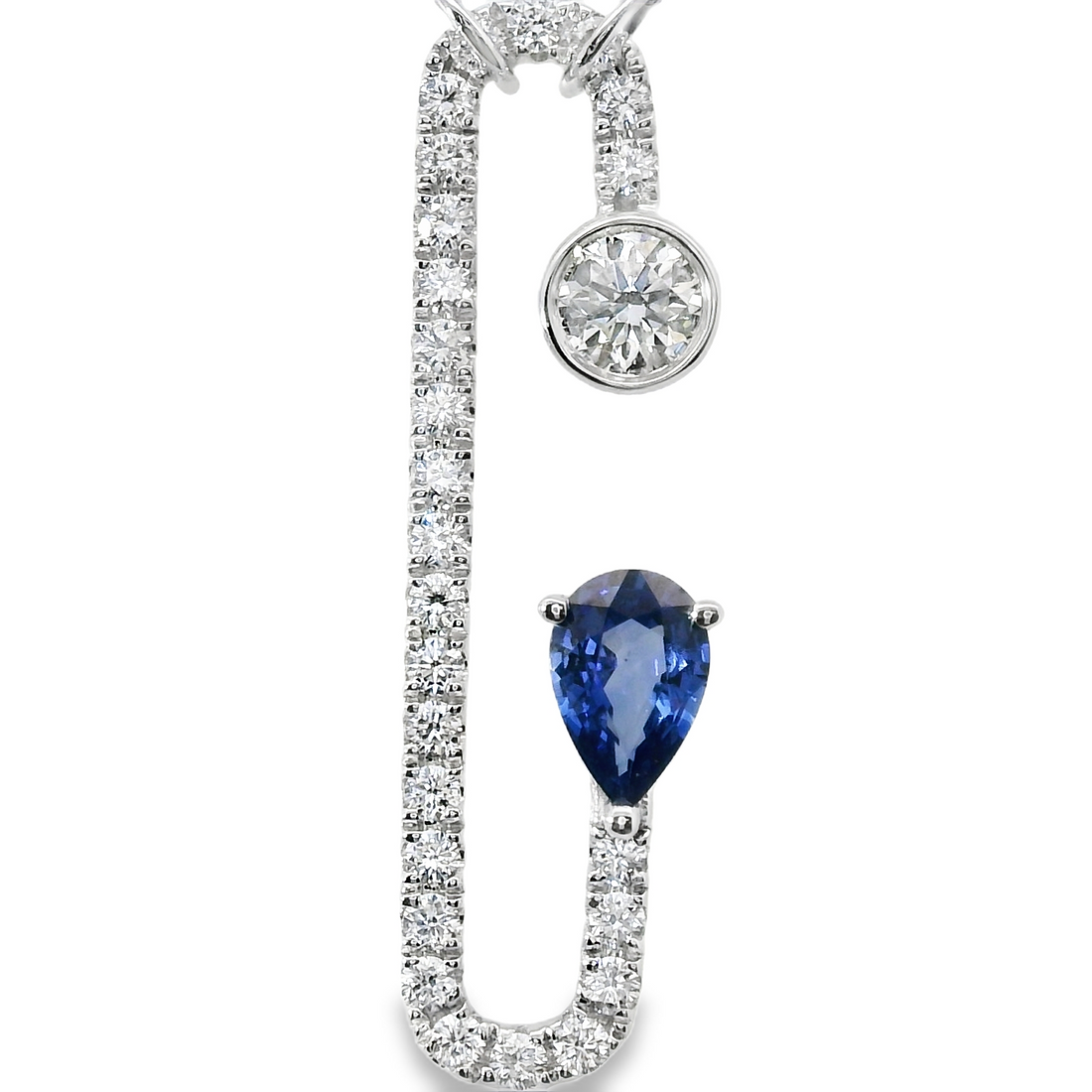 18kt White Gold Natural Sapphire And Natural Diamonds Pendant (0.96ct)