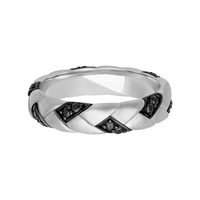Goldman 14kt White Gold Natural Full-Cut Black Diamond 5mm Woven Ring (.40ct)