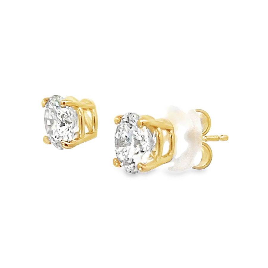 14K Yellow Gold Lab-Grown Diamond Stud Earrings (2.00ct)