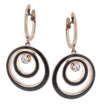 Simon G 18K Rose Gold and Black Enamel Diamond Earrings (.18ct)