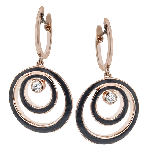 Simon G 18K Rose Gold and Black Enamel Diamond Earrings (.18ct)