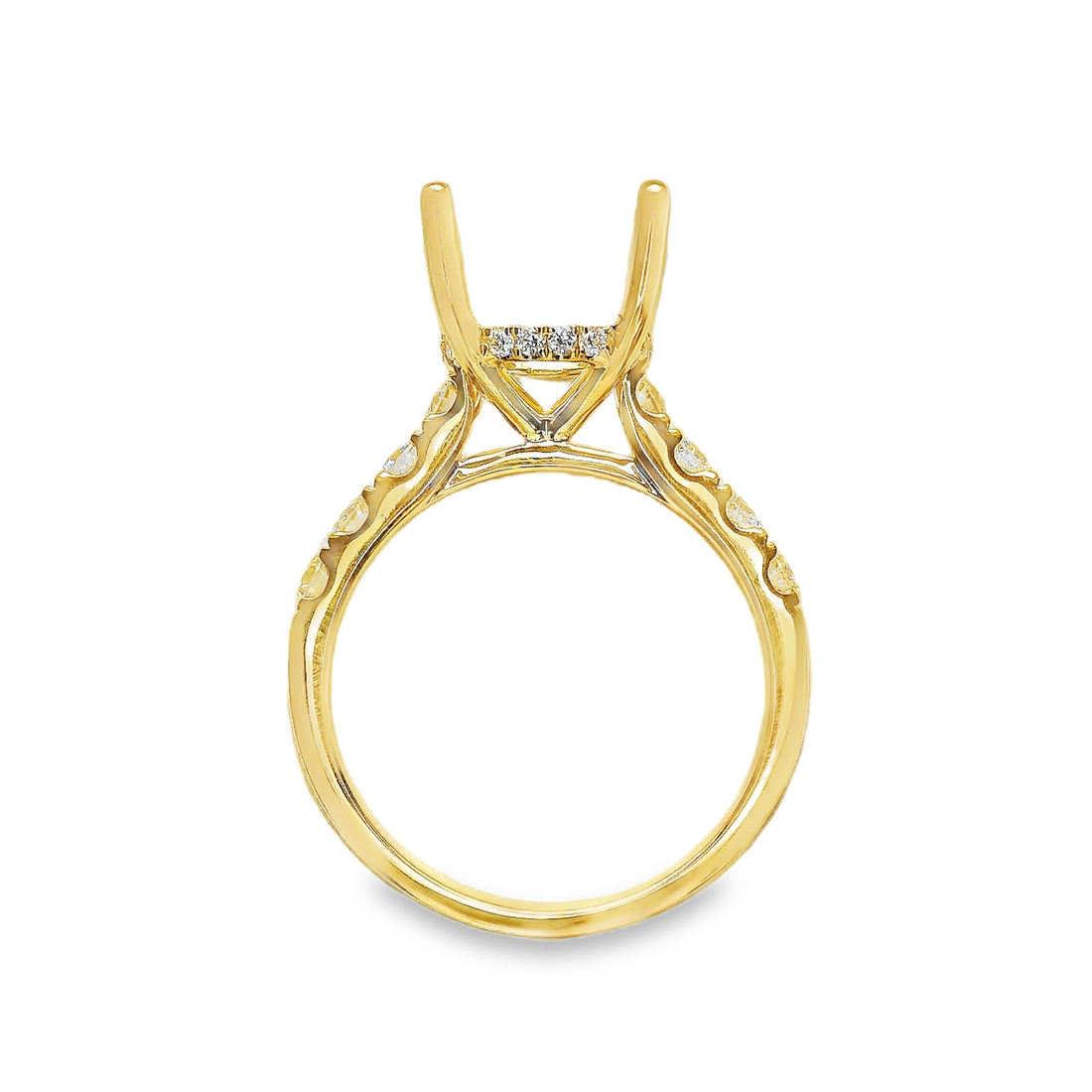 18kt Yellow Gold Natural Round Diamond Semi-Mount Ring (.71ct)