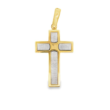 18K Two-Tone Gold Cross Pendant (8.86g)