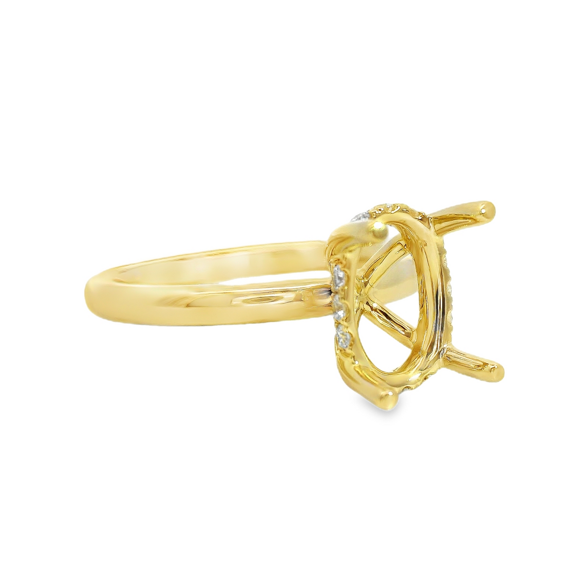18kt Yellow Gold Natural Round Diamond Semi-Mount Ring (.12ct)