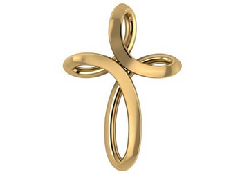 14kt Yellow Gold Ribbon Cross Pendant (1.4g)