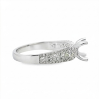 18kt White Gold Natural Full-Cut Diamonds Semi-Mount Ring (.77ct)